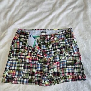 J. Crew Red and Blue Madras Plaid Button Up Skirt. 8